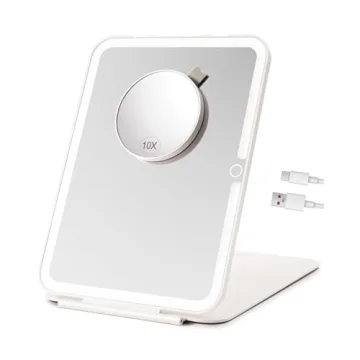 LUKYMIRO 7x9.5" Lighted Travel Mirror - 10X Magnification