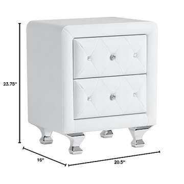 Elegant Upholstered Nightstand with Crystal Accents