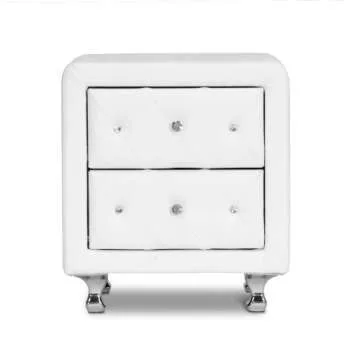 Elegant Upholstered Nightstand with Crystal Accents