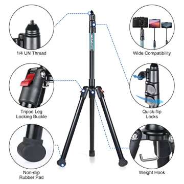 INSTAFOTO iPad Stand Floor, 80'' iPad Tripod Stand with 360° Gooseneck, Tablet Holder for iPad Pro 12.9/11 /9.7, Cell Phone, Tablet Tripod for Video Recording/Live Stream