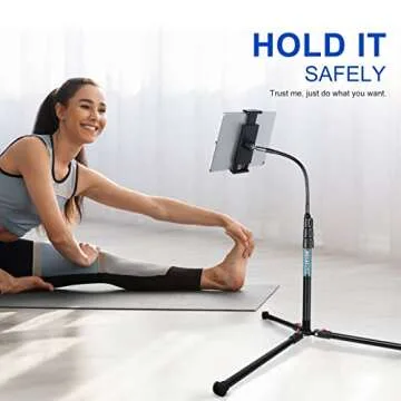 INSTAFOTO iPad Stand Floor, 80'' iPad Tripod Stand with 360° Gooseneck, Tablet Holder for iPad Pro 12.9/11 /9.7, Cell Phone, Tablet Tripod for Video Recording/Live Stream
