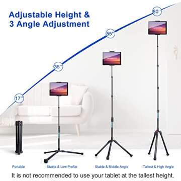 INSTAFOTO iPad Stand Floor, 80'' iPad Tripod Stand with 360° Gooseneck, Tablet Holder for iPad Pro 12.9/11 /9.7, Cell Phone, Tablet Tripod for Video Recording/Live Stream