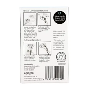 Amazon Basics Women's 5-Blade Razor Refills, 6 Count