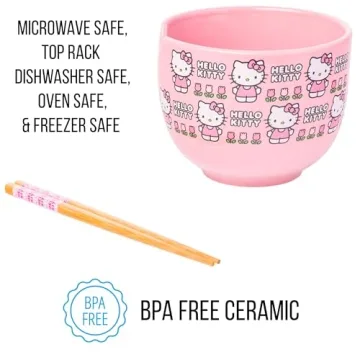Hello Kitty Ramen Bowl with Chopsticks - Fun and Functional