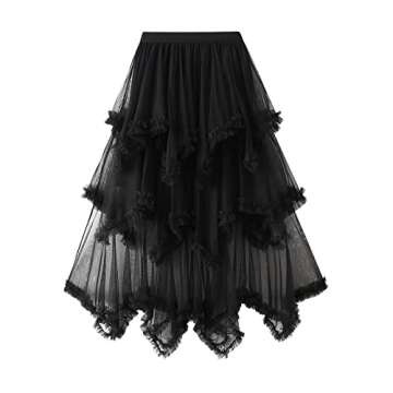 Stylish Asymmetrical Tulle Skirt for Women | Midi Ruffle Party Wear