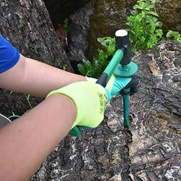 2lb Sledge Hammer & Flat Chisel with Hand Protection ​for Tile/Rock/Masonry/Concrete/Brick, Mason Flat Head Chisel & Small Drilling Hammer with Anti-Slip Handled+ A pair of gloves, Green-2