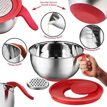 Stainless Steel Mixing Bowls with Lids for Kitchen Use