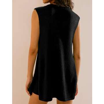 BQDCQB Womens Summer Sweater Set Sleeveless Knit Top Matching Shorts Set 2 Piece Outfits Beach Vacation Lounge Set(Black-XS)
