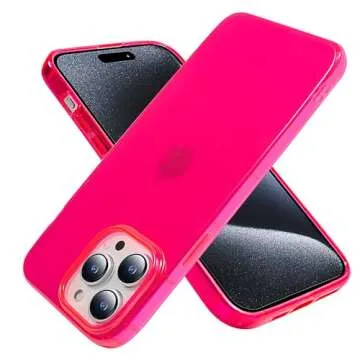 NYCPrimeTech iPhone 12 Pro Max Case/Slim and Soft Transparent Neon Pink Cover with Bumper Edge for iPhone 12 Pro Max/Cute Flexible & Stylish Protection for iPhone 12 Pro Max// 6.7" (Hot Pink)