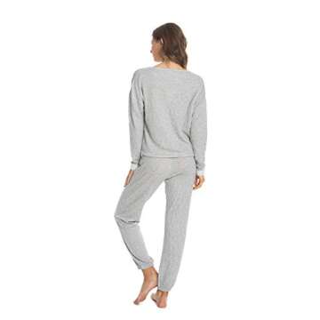 Barefoot Dreams Malibu Collection Women’s Crinkle Jersey Lounge Set, Loungewear, Pajama Set Gray/Cream