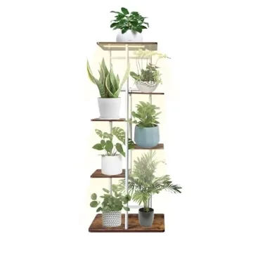 Solatmos Six-Tier Metal Plant Stand with Full-Spectrum Grow Lights for Indoor Gardening