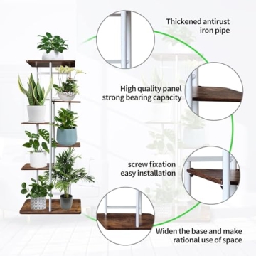 Stylish Metal Plant Stand with Grow Lights for Home and Garden