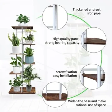 Stylish Metal Plant Stand with Grow Lights for Home and Garden