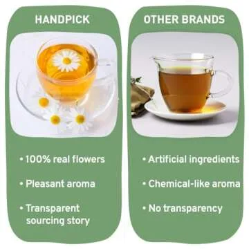 HANDPICK, Chamomile Tea Bags (100 Count) Caffeine Free, Eco-conscious Tea Bags | Premium Natural Chamomile Flower Herbal Tea