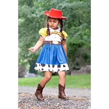 Little Adventures Cowgirl Dress up Costume Small (Medium Age 3-5) - Machine Washable Child Pretend Play and Party Costume with and No Glitter