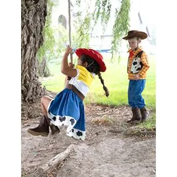 Little Adventures Cowgirl Dress up Costume Small (Medium Age 3-5) - Machine Washable Child Pretend Play and Party Costume with and No Glitter