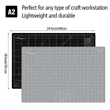 HEADLEY TOOLS 18" x 24" Thickened Self Healing Cutting Mat, A2 Rotary Cutting Sewing Mat for Crafts,...