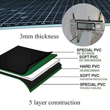 HEADLEY TOOLS 18" x 24" Thickened Self Healing Cutting Mat, A2 Rotary Cutting Sewing Mat for Crafts, Double Sided 5-Ply Table Cutting Board for Fabric Quilting Leather Arts Hobby Project, Grey/Black