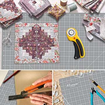 HEADLEY TOOLS 18" x 24" Thickened Self Healing Cutting Mat, A2 Rotary Cutting Sewing Mat for Crafts, Double Sided 5-Ply Table Cutting Board for Fabric Quilting Leather Arts Hobby Project, Grey/Black