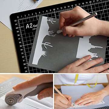 HEADLEY TOOLS 18" x 24" Thickened Self Healing Cutting Mat, A2 Rotary Cutting Sewing Mat for Crafts, Double Sided 5-Ply Table Cutting Board for Fabric Quilting Leather Arts Hobby Project, Grey/Black