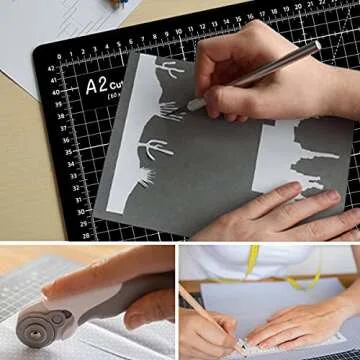 HEADLEY TOOLS 18" x 24" Thickened Self Healing Cutting Mat, A2 Rotary Cutting Sewing Mat for Crafts, Double Sided 5-Ply Table Cutting Board for Fabric Quilting Leather Arts Hobby Project, Grey/Black