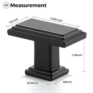 Ravinte Black Cabinet Knobs 30 Pack Knobs for Cabinets and Drawers Rectangular Kitchen Cabinet Knobs Drawer Pulls and Knobs Matte Black Closet Door Knobs