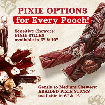 Natural Farm Bully Sticks (6 Inch, 50 Pack), Thin Pixie Pizzle Beef Treats, Grain-Free, High Protein, Best Rawhide Alternative for Small, Puppies or Senior Dogs