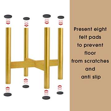 VIEFIN Plant Stand Mid Century Modern Wood Pot Stand Indoor (Plant & Pot Not Included),Rustic Flower Pot Holder Plants Display Rack,Fits Up to 14" Pot Planter,Gold