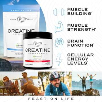 Muscle Feast Creapure Creatine Monohydrate Powder, Vegan Keto Friendly Gluten-Free, Mass Gainer, Muscle Recovery Supplement and Best Creatine for Muscle Growth, Unflavored, 300g