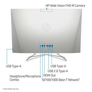 HP 27-inch Touchscreen All-in-One Desktop Computer, AMD Ryzen 5 4500U Processor,16 GB RAM, 512 GB SSD, Windows 10 Home (27-dp0160, Silver)