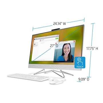 HP 27-inch Touchscreen All-in-One Desktop Computer, AMD Ryzen 5 4500U Processor,16 GB RAM, 512 GB SSD, Windows 10 Home (27-dp0160, Silver)