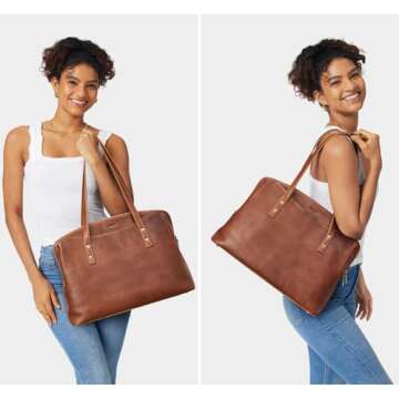 S-ZONE Leather Tote Bag for Women Large Capacity Work Shoulder Handbags Purses