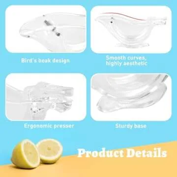 Manual Lemon Juicer, Acrylic Manual Lemon Slice Squeezer, Portable Transparent Fruit Juicer, Elegance Bird Shape, Hand Juicer for Orange Lemon Lime Pomegranate (2 Pack)