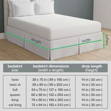 Lux Hotel Microfiber Tailored Style Bed Skirt with Classic 14 Inch Drop Length, Queen, Black