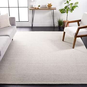 SAFAVIEH Abstract Collection Area Rug - 8' x 10', Ivory & Beige, Handmade Wool, Ideal for High Traff...