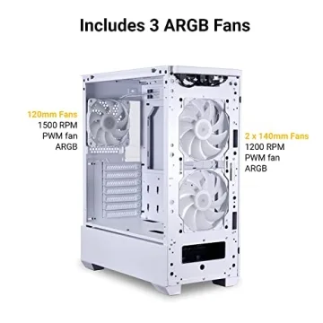 LIAN LI High Airflow Mid-Tower ATX PC Case with RGB Fans, Tempered Glass Side Panel, USB-C Port (LANCOOL 205 MESH C, White)