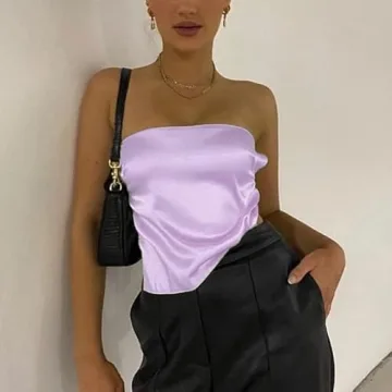 KMBANGI Satin Strapless Crop Top - Trendy Aesthetic