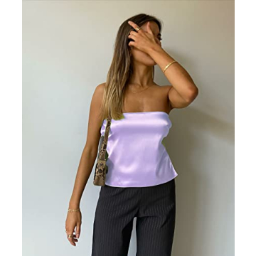 KMBANGI Satin Strapless Crop Top - Trendy Aesthetic