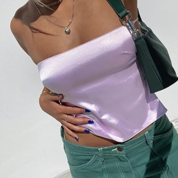 KMBANGI Satin Strapless Crop Top - Trendy Aesthetic