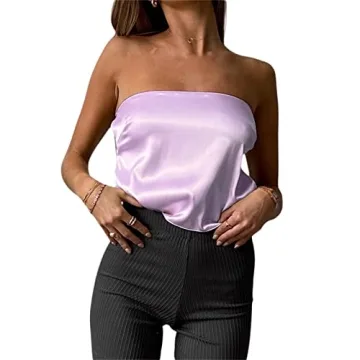KMBANGI Satin Strapless Crop Top - Trendy Aesthetic