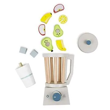 PairPear Smoothie Maker Blender Set - Wooden Toy Mixer Food Play Kitchen 14 pcs Accessories for Kids