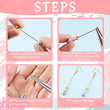 60 Pieces Head Pins for Jewelry Making Flower Beads Ball Pins 2.1 Inch with Clear Box for Jewelry Making Earring Bracelet DIY Accessories, Silver, 3 Colors(Modern Style)