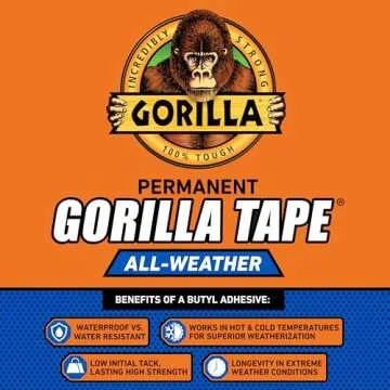 Gorilla All Weather Outdoor Waterproof Duct Tape, UV and Temperature Resistant, 1.88inch x 25 yd, Black
