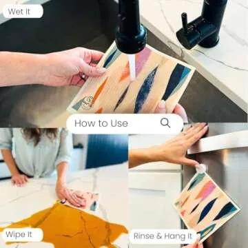 Harps&Seb Swedish Dishcloths for Kitchen Dish Towels - 6 Pack, Reusable Paper Towels with Clips, Super Absorbent Washable Non-Scratch Swedish Dish Towels, No Odor, Biodegradable