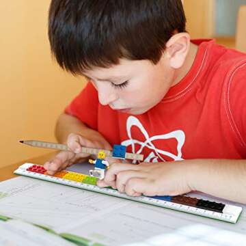 Lego Stationery Buildable Ruler with Minifigure (52558), Ages 6 and Up, 1 Ruler, Minifigure Colors May Vary