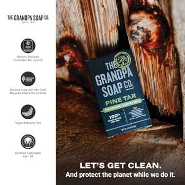 Pine Tar Bar Soap for Men - 3 in 1 Cleanser & Deodorizer