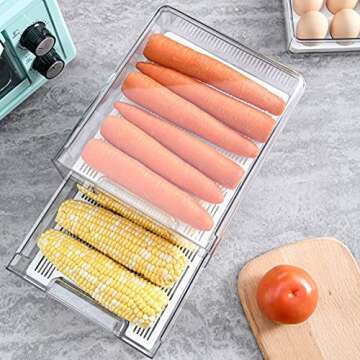 Qielie Food Storage Containers-Double Layer Pantry Organizer with Lids, Removable Drain Tray Fruit V...
