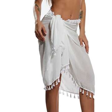 Eicolorte Beach Sarong Pareo - Women's Stylish Swimwear Cover Ups with Tassels