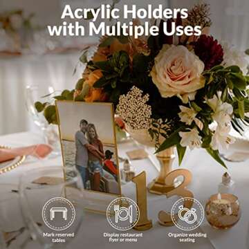 Elegant 6 Pack 4x6 Wedding Picture Frames with Gold Border