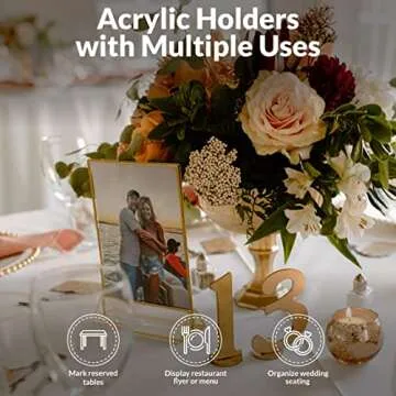 Elegant 6 Pack 4x6 Wedding Picture Frames with Gold Border